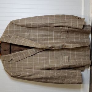 Mens EThomas 1818 Madison Brooks Brothers Silk, Linen, Wool Plaid Blazer 43R